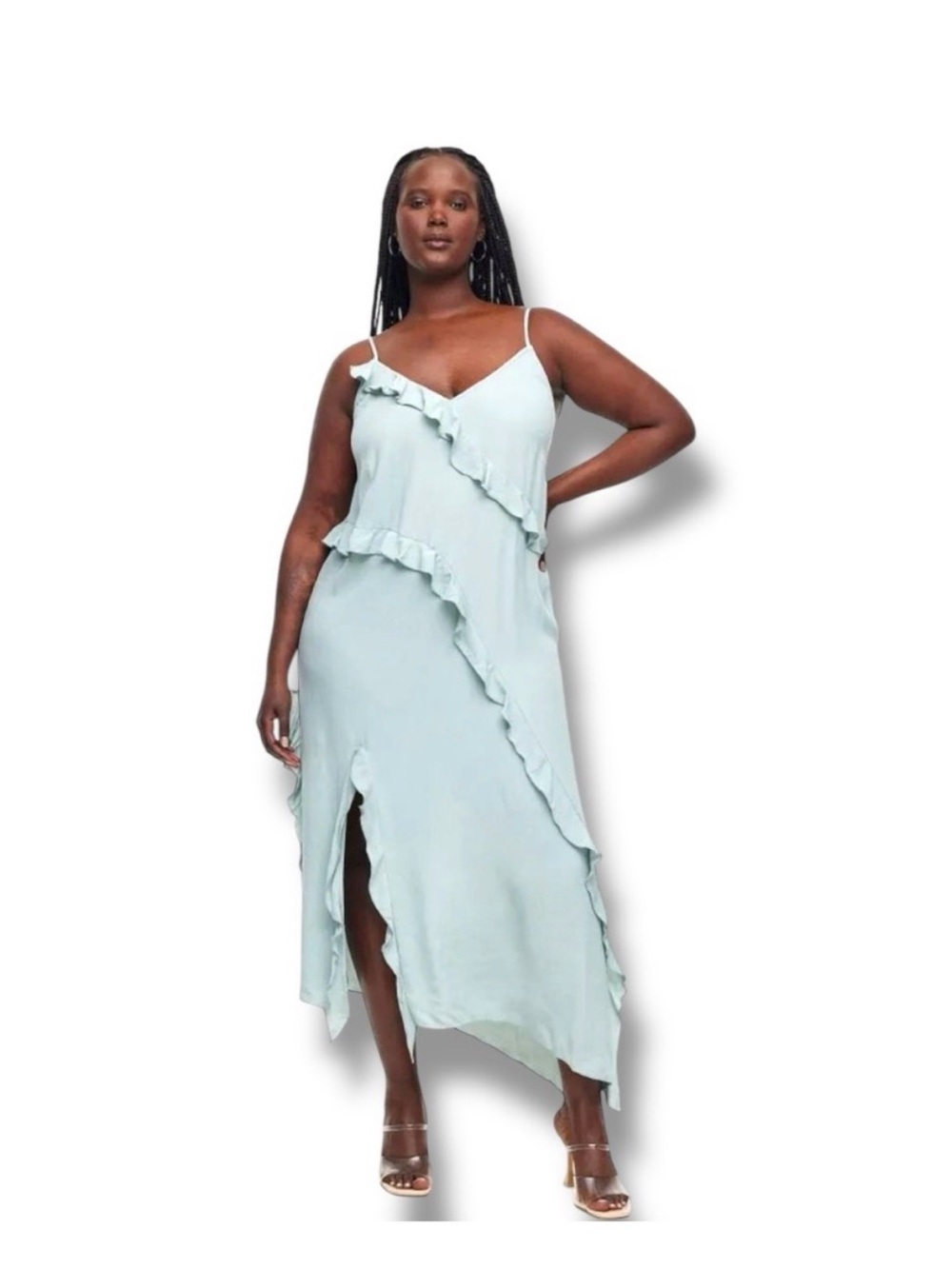 Elegant Sage Ruffle Dress